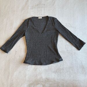 Charlotte Russe Charcoal Ribbed Knit Top